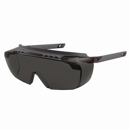 ERGODYNE Skullerz OSMIN Anti-Scratch/Anti-Fog Safety Glasses, Matte Black PolyCarb Frame, Smoke PolyCarb Lens 55106